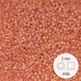 1101-9016 - Delica de Verre Perle de Rocaille 2mm Stellaris Corail Rouge Pale AB Transparent Mat Teint 22gr 1101-9016,Corail,montreal, quebec, canada, beads, wholesale