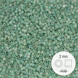1101-9020 - Glass Delica Seed Bead Stellaris 2mm Matte Transparent Mint Green AB Dyed 22gr 1101-9020,tran,montreal, quebec, canada, beads, wholesale