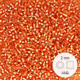 1101-9022 - Glass Delica Seed Bead Stellaris 2mm Fire Orange Silver Lined Dyed 22gr 1101-9022,Orange,montreal, quebec, canada, beads, wholesale