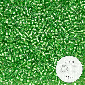 1101-9030 - Delica de Verre Perle de Rocaille 2mm Stellaris Vert Pomme Centre Argente Teint 22gr 1101-9030,Tissage,Perles de rocaille,Delica Stellaris,montreal, quebec, canada, beads, wholesale