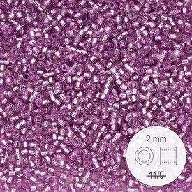 1101-9032 - Delica de Verre Perle de Rocaille 2mm Stellaris Mauve Pale Centre Argente Teint 22gr 1101-9032,Tissage,Perles de rocaille,Delica Stellaris,montreal, quebec, canada, beads, wholesale