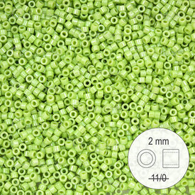 1101-9038 - Glass Delica Seed Bead Stellaris 2mm Opaque Lime Dyed 22gr 1101-9038,stellaris,montreal, quebec, canada, beads, wholesale