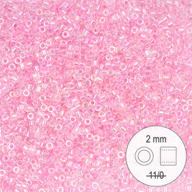 1101-9044 - Delica de Verre Perle de Rocaille 2mm Stellaris Cristal AB Centre Rose Teint 22gr 1101-9044,Tissage,Perles de rocaille,Delica Stellaris,montreal, quebec, canada, beads, wholesale