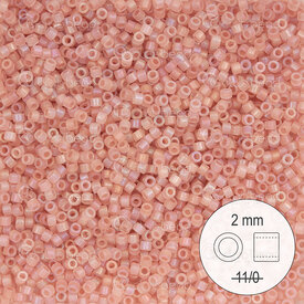1101-9072 - Glass Delica Seed Bead Stellaris 2mm Matte Transparent Light Pink AB 22gr 1101-9072,rose pale,montreal, quebec, canada, beads, wholesale