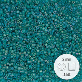 1101-9074 - Glass Delica Seed Bead Stellaris 2mm Matte Transparent Teal AB 22gr 1101-9074,montreal, quebec, canada, beads, wholesale