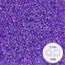 1101-9076 - Glass Delica Seed Bead Stellaris 2mm Matte Transparent Purple AB 22gr 1101-9076,stellaris mat,montreal, quebec, canada, beads, wholesale