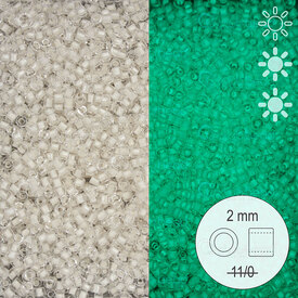 1101-9086 - Glass Delica Seed Bead Stellaris 2mm Off White Luminous (Green Glow) 22gr 1101-9086,Stellaris Delica Seed beads luminous,montreal, quebec, canada, beads, wholesale