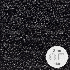 1101-9910 - Glass Delica Seed Bead Stellaris 2mm Opaque Black 22gr 1101-9910,montreal, quebec, canada, beads, wholesale