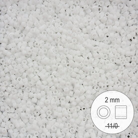 1101-9920 - Glass Delica Seed Bead Stellaris 2mm Matte Opaque White 22gr 1101-9920,montreal, quebec, canada, beads, wholesale