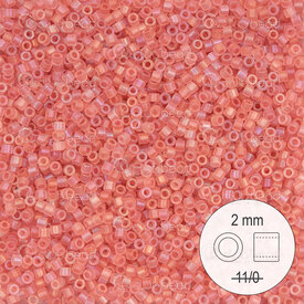 1101-9928 - Glass Delica Seed Bead Stellaris 2mm Matte Transparent Light Coral AB 22gr 1101-9928,montreal, quebec, canada, beads, wholesale