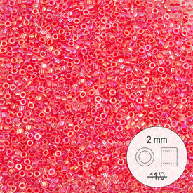 1101-9946 - Delica de Verre Perle de Rocaille 2mm Stellaris Rose Vif AB Transparent 22gr 1101-9946,Billes,Rocaille,montreal, quebec, canada, beads, wholesale