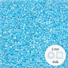 1101-9948 - Delica de Verre Perle de Rocaille 2mm Stellaris Cristal Centre Bleu Poudre AB 22gr 1101-9948,Billes,montreal, quebec, canada, beads, wholesale