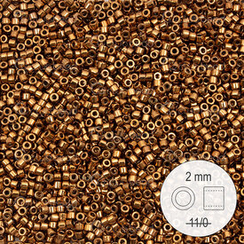 1101-9968 - Delica de Verre Perle de Rocaille 2mm Stellaris Bronze Metallique 22gr 1101-9968,Rocaille bronze,montreal, quebec, canada, beads, wholesale