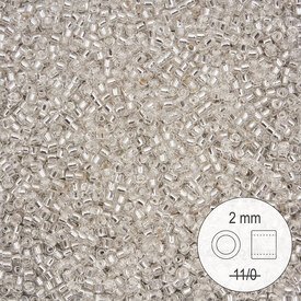 1101-9970 - Glass Delica Seed Bead Stellaris 2mm Crystal Silver Lined 22gr 1101-9970,stellaris crystal,montreal, quebec, canada, beads, wholesale
