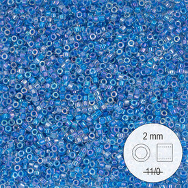 1101-9974 - Delica de Verre Perle de Rocaille 2mm Stellaris Cristal AB Azur 22g 1101-9974,Tissage,montreal, quebec, canada, beads, wholesale