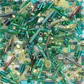1101-9990-04 - Glass Bead Miyuki Mix Green Assorted Shape-Size-Color 10gr 1101-9990-04,Weaving,Seed beads,Assorted mixes,montreal, quebec, canada, beads, wholesale