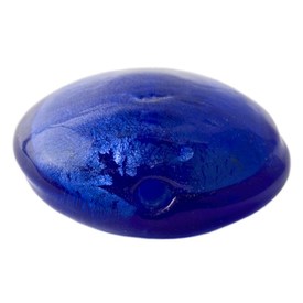 *1102-1212-10 - Bille de Verre Lentille 20MM Bleu avec Feuille d'Argent Corde de 16 Pouces *1102-1212-10,montreal, quebec, canada, beads, wholesale