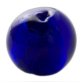 *1102-1218-10 - Bille de Verre Rond 6MM Bleu avec Feuille d'Argent Corde de 16 Pouces *1102-1218-10,montreal, quebec, canada, beads, wholesale