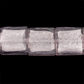 *1102-1232-08 - Glass Bead Lampwork Square Flat 25MM Pink Silver Foil 16pcs *1102-1232-08,Beads,Glass,Silver foil,Bead,Lampwork,Glass,25MM,Square,Square,Flat,Pink,Pink,China,16pcs,montreal, quebec, canada, beads, wholesale
