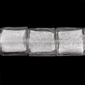 *1102-1232-12 - Glass Bead Lampwork Square Flat 25MM Crystal Silver Foil 16pcs *1102-1232-12,Beads,Glass,Silver foil,Bead,Lampwork,Glass,25MM,Square,Square,Flat,Colorless,Crystal,China,16pcs,montreal, quebec, canada, beads, wholesale
