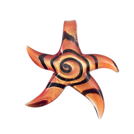 *1102-1251-02 - Glass Pendant Lampwork Starfish App. 60MM Red Silver Foil 1pc *1102-1251-02,Pendants,Glass,Lampwork,Pendant,Lampwork,Glass,Glass,App. 60MM,Star,Starfish,Orange,Red,Silver Foil,China,montreal, quebec, canada, beads, wholesale