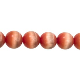 A-1102-2001-4MM - Bille de Verre Oeil de Chat Rond Grade A 4MM Rouge-Orange Corde de 16 Pouces A-1102-2001-4MM,montreal, quebec, canada, beads, wholesale