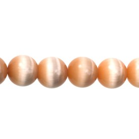 A-1102-2003-8MM - Glass Bead Cat\'s Eye Round A Grade 8MM Peach 16\'\' String A-1102-2003-8MM,cats eyes,montreal, quebec, canada, beads, wholesale