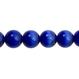 A-1102-2004-4MM - Glass Bead Cat's Eye Round A Grade 4MM Royal Blue 16'' String A-1102-2004-4MM,montreal, quebec, canada, beads, wholesale