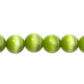 A-1102-2009-6MM - Glass Bead Cat's Eye Round A Grade 6MM Lime 16'' String A-1102-2009-6MM,montreal, quebec, canada, beads, wholesale