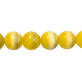 A-1102-2012-6MM - Bille de Verre Oeil de Chat Rond Grade A 6MM Jaune Soleil Corde de 16 Pouces A-1102-2012-6MM,montreal, quebec, canada, beads, wholesale