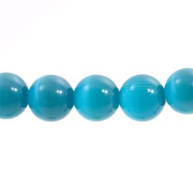*A-1102-2039-12MM - Bille de Verre Oeil de Chat Rond Grade A 12MM Turquoise Corde de 16 Pouces *A-1102-2039-12MM,montreal, quebec, canada, beads, wholesale