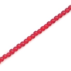 *1102-3700-08 - Glass Press Bead 4MM  Round Ruby  16" String *1102-3700-08,montreal, quebec, canada, beads, wholesale