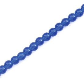 *1102-3704-14 - Bille de Verre Pressé Ronde 6mm Bleu Foncé Corde de 16 Pouces *1102-3704-14,montreal, quebec, canada, beads, wholesale