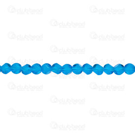 1102-3725-0654 - Bille de Verre Presse Rond 6mm Aiguemarine Fonce Mat 6 Facette Corde de 24 pouces (100pcs) 1102-3725-0654,montreal, quebec, canada, beads, wholesale