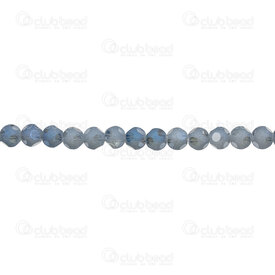 1102-3725-0668 - Bille de Verre Presse Rond 6mm Bleu Transparent Mat 6 Facette Corde de 24 pouces (100pcs) 1102-3725-0668,1102-3725,montreal, quebec, canada, beads, wholesale