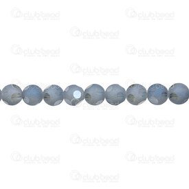 1102-3725-0868 - Glass Pressed Bead 8mm Round Matte Blue Transparent 6 face Cut 24" String (72pcs) 1102-3725-0868,1102-3725,montreal, quebec, canada, beads, wholesale