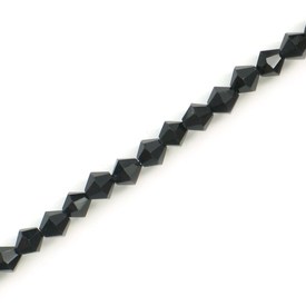 1102-3736-14 - Glass Press Bead 6MM  Bicone Jet 12" String/50pcs 1102-3736-14,Bicone,Bead,Glass,Glass Press,6mm,Bicone,Bicone,Black,Jet,China,16'' String,montreal, quebec, canada, beads, wholesale