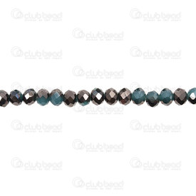 1102-3746-94 - Bille de Verre Pressé Oval Facetté 4x6mm Sarcelle/Noir Jade Semi plaqué Corde 17.5po (env100pcs) 1102-3746-94,bille oval noir,montreal, quebec, canada, beads, wholesale