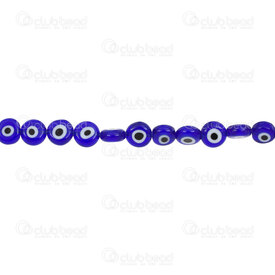 1102-3776-08 - Bille de Verre Pastille 8x4mm Mauvais Œil Trou 0.8mm Bleu Fonce Corde 14pouces (app.50pcs) 1102-3776-08,1102-37,montreal, quebec, canada, beads, wholesale