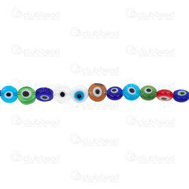 1102-3776-08MIX - Glass Bead Pellet 8x4mm Evil Eye Mix Color 0.8mm hole 14in String (app. 50pcs) 1102-3776-08MIX,Beads,Glass,Others,montreal, quebec, canada, beads, wholesale