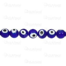 1102-3776-R10 - Bille de Verre Rond 10mm Mauvais Œil Trou 1mm Bleu Fonce Corde 15pouces (app.35pcs) 1102-3776-R10,Billes,Verre,montreal, quebec, canada, beads, wholesale
