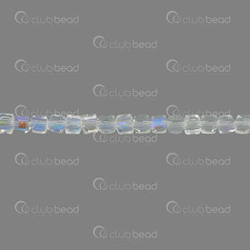 1102-3782-06AB - Bille de Verre Pressé Cube 4mm Cristal AB 100pcs 1102-3782-06AB,cube,montreal, quebec, canada, beads, wholesale