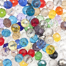 1102-3799-04 - Glass Pressed Bead Rondelle Faceted 8mm Assorted Color 100pcs 1102-3799-04,Beads,Glass,100pcs,Bead,Glass,Glass Pressed,8MM,Round,Rondelle,Faceted,Mix,Assorted Color,China,100pcs,montreal, quebec, canada, beads, wholesale