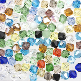 1102-3799-12 - Bille de Verre Pressé Bicône Facetté 6mm Couleur assortie 100pcs 1102-3799-12,6mm,Bicône,Bille,Verre,Glass Pressed,6mm,Bicône,Bicône,Faceted,Mix,Assorted Color,Chine,100pcs,montreal, quebec, canada, beads, wholesale