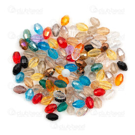 1102-3799-14 - Glass Pressed Bead Facetted Rice 4x6mm Assorted Color 100pcs 1102-3799-14,1102-37,montreal, quebec, canada, beads, wholesale