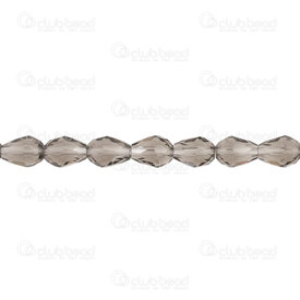1102-3808-0822 - Bille de Verre Pressé Poire Facetté 6x8mm Quartz Fumé Trou 1mm Corde de 21.5 po (env70pcs) 1102-3808-0822,billes poire,montreal, quebec, canada, beads, wholesale