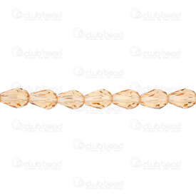 1102-3808-0844 - Glass Pressed Bead Pear Faceted 6x8mm Champagne Gold 1mm hole 21.5\'\' String (app70pcs) 1102-3808-0844,Beads,Glass,montreal, quebec, canada, beads, wholesale