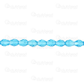 1102-3808-0854 - Glass Pressed Bead Pear Facetted 6x8mm Aquamarine 1mm hole 21.5” (app70pcs) 1102-3808-0854,montreal, quebec, canada, beads, wholesale