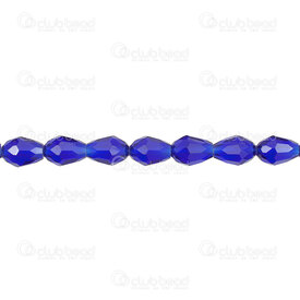 1102-3808-0858 - Glass Pressed Bead Pear Faceted 6x8mm Cobalt 1mm hole 21.5\'\' String (app70pcs) 1102-3808-0858,Beads,Glass,Pressed,montreal, quebec, canada, beads, wholesale