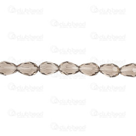 1102-3808-1222 - Glass Pressed Bead Oval Faceted 8x12mm Smoky Quartz 1.5mm hole 28\" String (app60pcs) 1102-3808-1222,Beads,montreal, quebec, canada, beads, wholesale